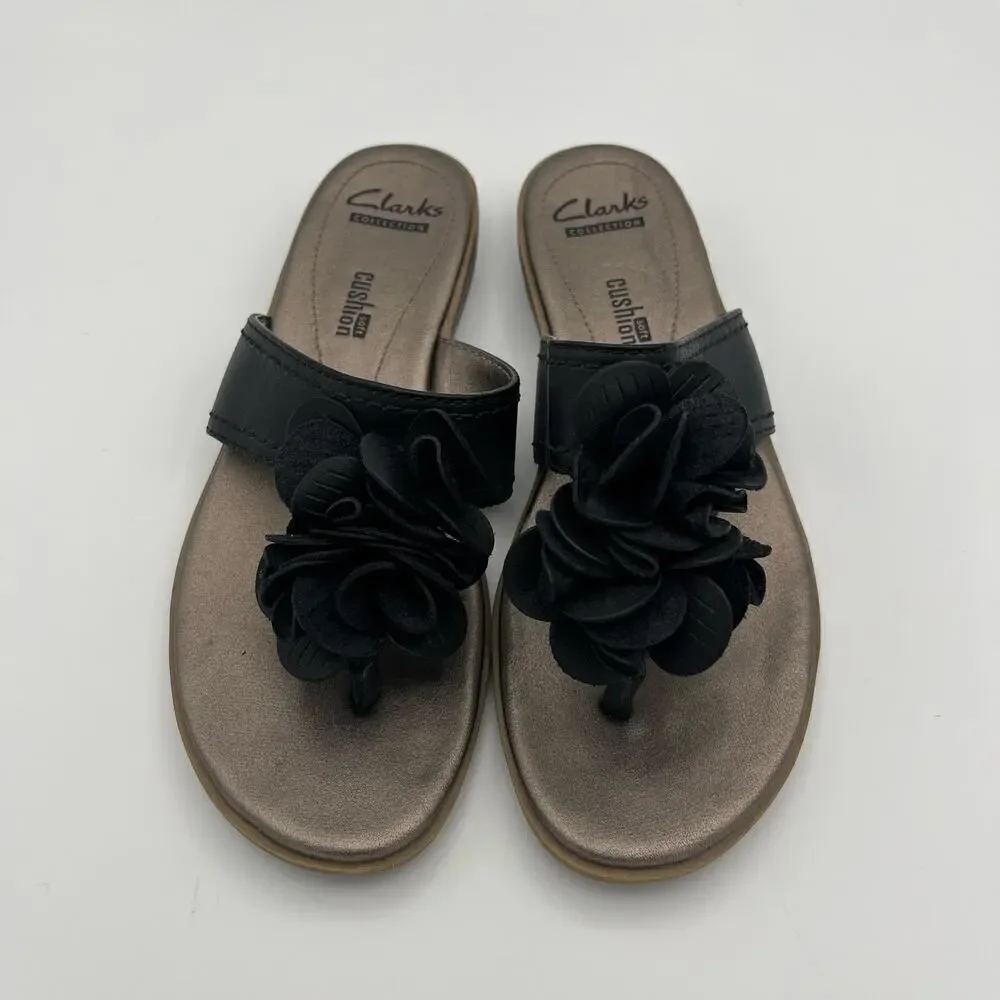 Clarks Women's Soft Cushion Collection Lusine Gable Thong Black Floral Size 6M